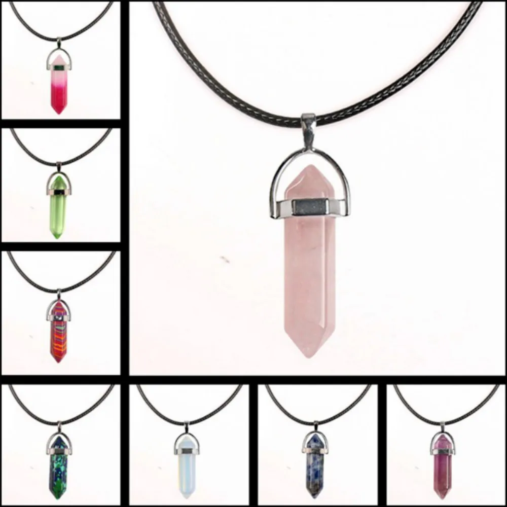 Natural stone hexagonal column pendant Natural crystal hexagonal column bullet hexagonal column leather necklace jewelry
Natural stone hexagonal column pendant Natural crystal hexagonal column bullet hexagonal column leather necklace jewelry