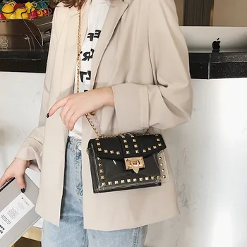 Women's shoulder bag slant span bag small bag 2020 fashion rivet bag versatile fashion chain bag transparent small square bag
Women's shoulder bag slant span bag small bag 2020 fashion rivet bag versatile fashion chain bag transparent small square bag