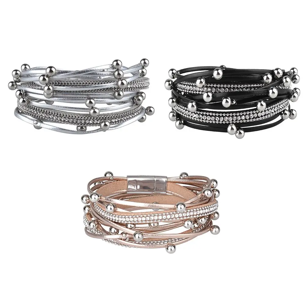 1 Pcs Fashion Punk Multi-layer Bracelet PU Leather Magnet Buckle Wrap Cuff Charm Unisex Jewelry Gift 3 Colors
1 Pcs Fashion Punk Multi-layer Bracelet PU Leather Magnet Buckle Wrap Cuff Charm Unisex Jewelry Gift 3 Colors