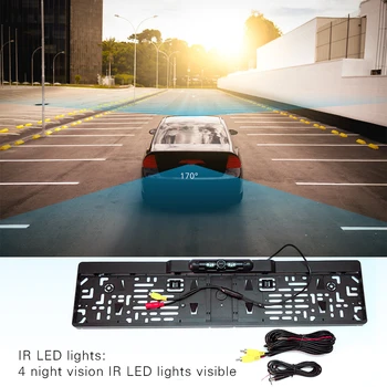 Car License Plate Rear View Camera 170 Degree Lens Waterproof Night Vision Reverse Backup Parking Camera with 4 IR LED Lights
Car License Plate Rear View Camera 170 Degree Lens Waterproof Night Vision Reverse Backup Parking Camera with 4 IR LED Lights