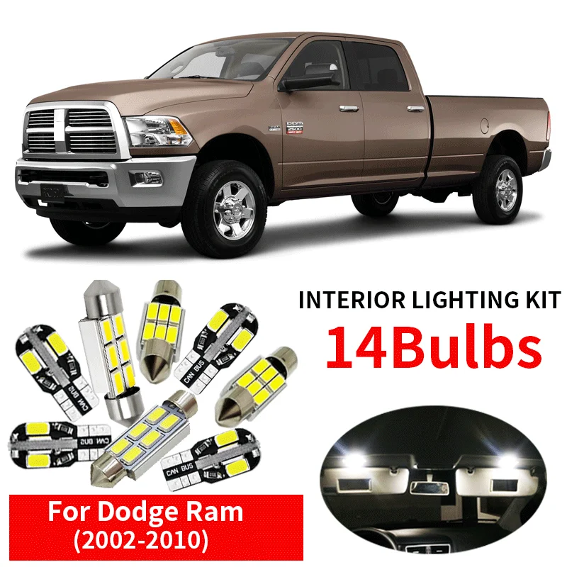 14x Canbus Error Free LED Interior SMD White Light Kit Package for 2002-2010 Dodge Ram accessories Map Dome Trunk License Light
14x Canbus Error Free LED Interior SMD White Light Kit Package for 2002-2010 Dodge Ram accessories Map Dome Trunk License Light