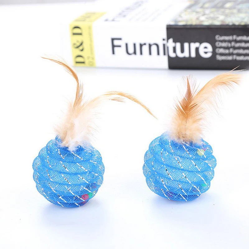 Cute Pet Cat Toy Cat Line Ball Feather Line Tube Ball Pet Toy Funny Ball Pet Cat Toy Cat Line Ball With Feather Line Tube Ball