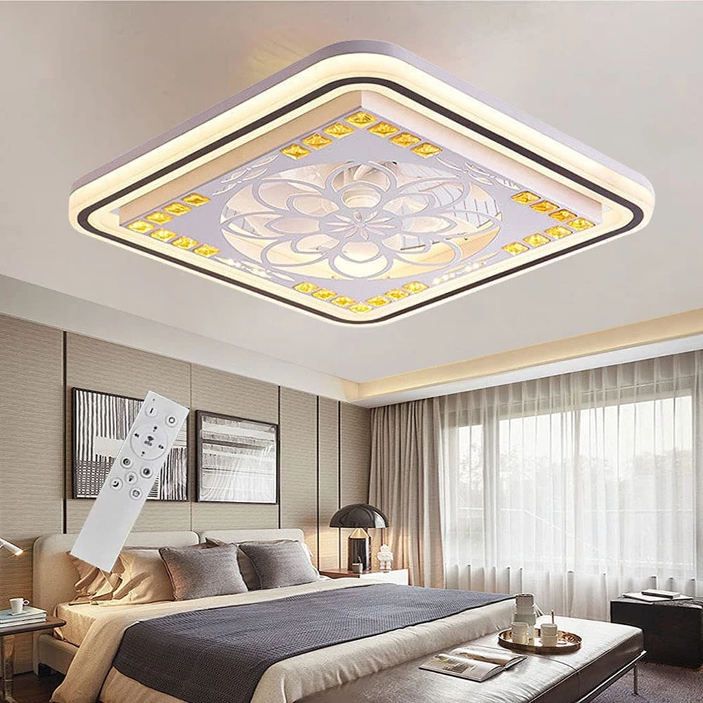 LED Silent Ceiling Fan Light with Lamp and Remote Control Dimmable Chandelier Invisible Fans Children's Room Bedroom Lighting LED Silent Ceiling Fan Light with Lamp and Remote Control Dimmable Chandelier Invisible Fans Children's Room Bedroom Lighting