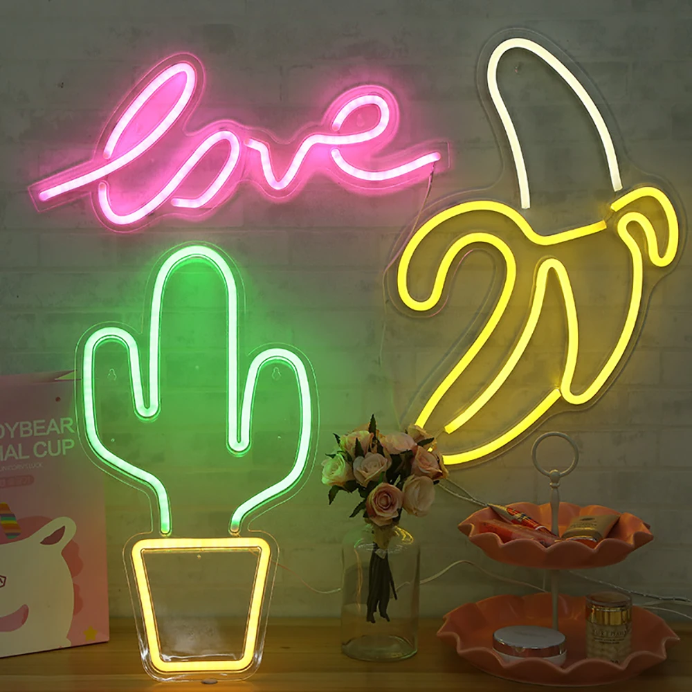 Generic Neon Light Cactus Pine Coconut Tree Popsicle Christmas Tree