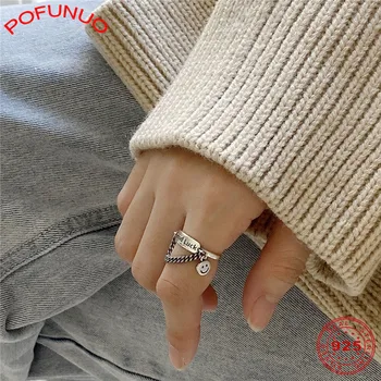 POFUNUO Genuine 925 Sterling Silver Smile Ring Trendy Good Luck Letter Rings for Women Fashion Fine Silver Jewelry Female Gifts
POFUNUO Genuine 925 Sterling Silver Smile Ring Trendy Good Luck Letter Rings for Women Fashion Fine Silver Jewelry Female Gifts
