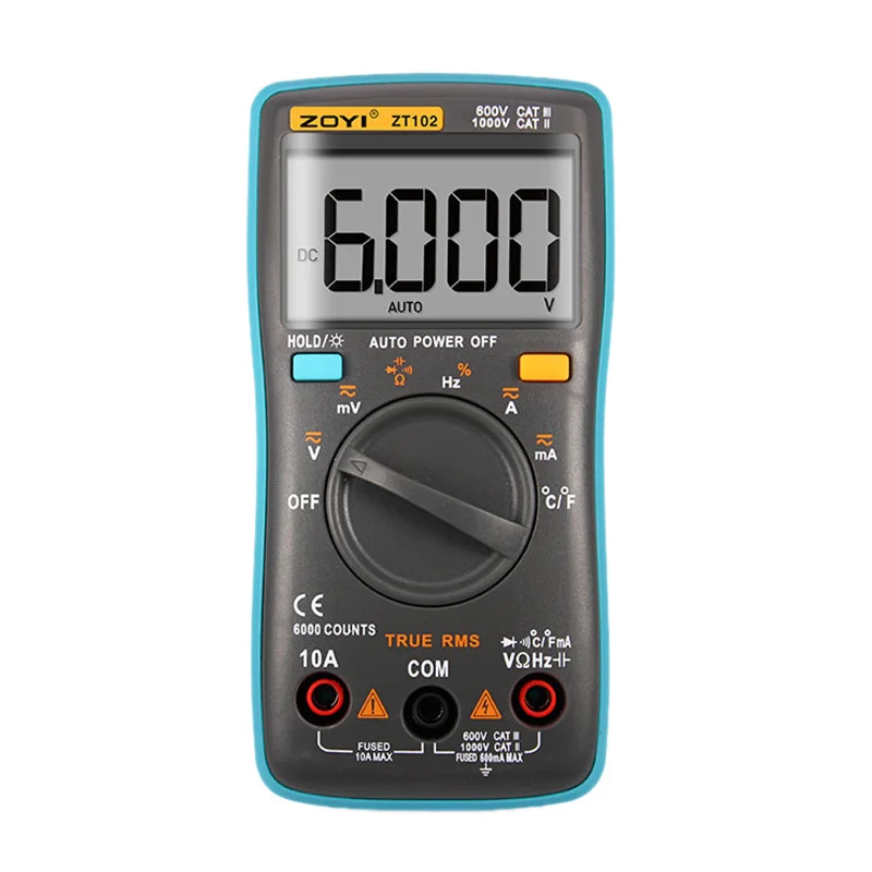 HHO-Zoyi Zt102 Digital Auto Range Portable Multimeter 6000 Counts Backlight Ammeter Voltmeter Ohm English User Manual
HHO-Zoyi Zt102 Digital Auto Range Portable Multimeter 6000 Counts Backlight Ammeter Voltmeter Ohm English User Manual