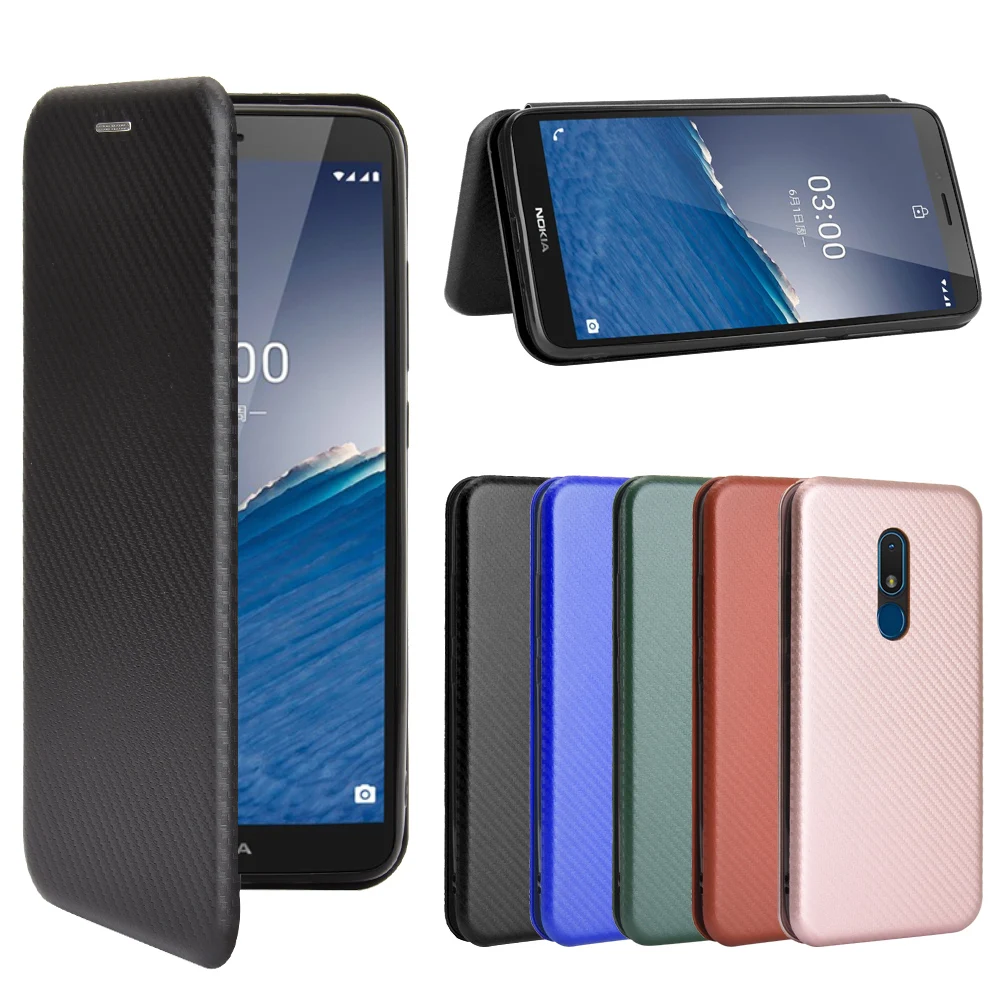 Чехол для Nokia C3 откидной кожаный чехол из углеродного волокна деловой Магнитный