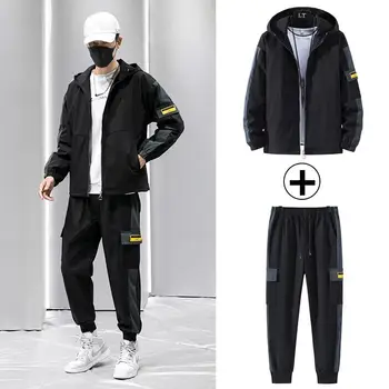 2020 New Hip Hop Suit Hooded Loose Jacket+Joggers Male Set Track Suits Sweatsuit Man Tracksuit Mens Set Mens Sportswear Suits
2020 New Hip Hop Suit Hooded Loose Jacket+Joggers Male Set Track Suits Sweatsuit Man Tracksuit Mens Set Mens Sportswear Suits