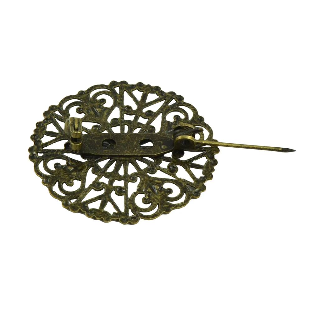 10x Vintage Filigree Flower Blank Brooch Setting Lapel Safety Pin Base Badge 10x Vintage Filigree Flower Blank Brooch Setting Lapel Safety Pin Base Badge