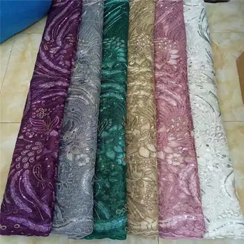 Nigerian Lace Fabrics 5yard 3D Sequins lace fabric net lace fabric 2019 Sequins, green lace fabric for haute couture dress
Nigerian Lace Fabrics 5yard 3D Sequins lace fabric net lace fabric 2019 Sequins, green lace fabric for haute couture dress