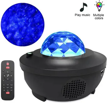 

Dropshipping 7 Farben LED Nacht Licht Himmel Fernbedienung Ozean Welle Projektor mit Mini Music Neuheit lampe blue water lamp