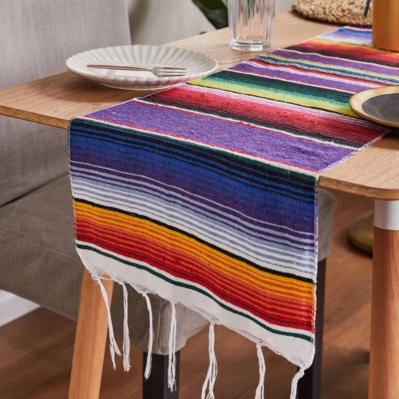 Mexican Style Table Runner Blanket Colorful Rainbow Woven Tablecloth for Mexican Party Tassel Blanket Beach Mat 35 x 215cm
Mexican Style Table Runner Blanket Colorful Rainbow Woven Tablecloth for Mexican Party Tassel Blanket Beach Mat 35 x 215cm