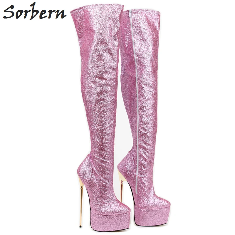 Sorbern Glitter Over The Knee Boots Party Heels 22Cm Metal Heel Platform Long Ladies Boot Custom Wide Fit Calf Slim Sexy Boots
Sorbern Glitter Over The Knee Boots Party Heels 22Cm Metal Heel Platform Long Ladies Boot Custom Wide Fit Calf Slim Sexy Boots
