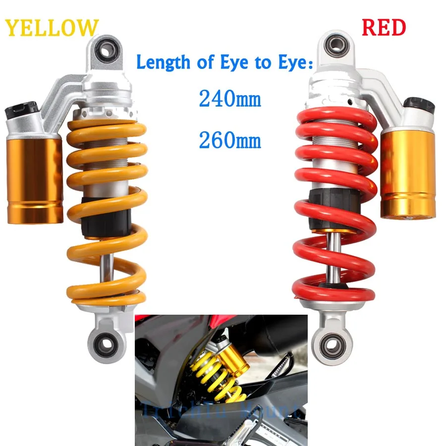 240mm 260mm Universal Shock Absorbers For Honda MSX125 Grom Benelli TNT 125 135 Damper Spring Rear Suspension Scooter Pit Dirt
240mm 260mm Universal Shock Absorbers For Honda MSX125 Grom Benelli TNT 125 135 Damper Spring Rear Suspension Scooter Pit Dirt