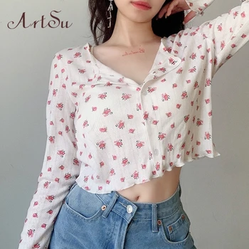 Artsu Boho Floral Print Cropped Tops Long Sleeve Women Ruffles Autumn Clothes Buttons Cardigan Tops Cotton Tee Shirts TS41519
Artsu Boho Floral Print Cropped Tops Long Sleeve Women Ruffles Autumn Clothes Buttons Cardigan Tops Cotton Tee Shirts TS41519