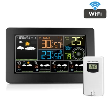Wifi Wireless Weather Forecast Station with Digital Color Weather Alarm Clock Indoor Outdoor Temperature Sensor Humidity Monitor
Wifi Wireless Weather Forecast Station with Digital Color Weather Alarm Clock Indoor Outdoor Temperature Sensor Humidity Monitor