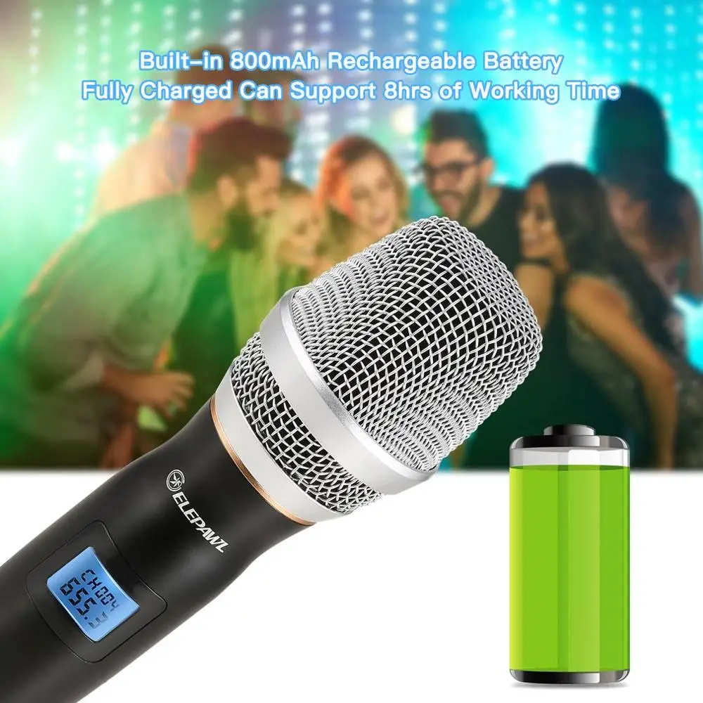 ELEPAWL Portable V8 Handheld Wireless Microphone UHF Dynamic Cardioid Vocal Studio Recording USB Mic for Computer Karaoke
ELEPAWL Portable V8 Handheld Wireless Microphone UHF Dynamic Cardioid Vocal Studio Recording USB Mic for Computer Karaoke