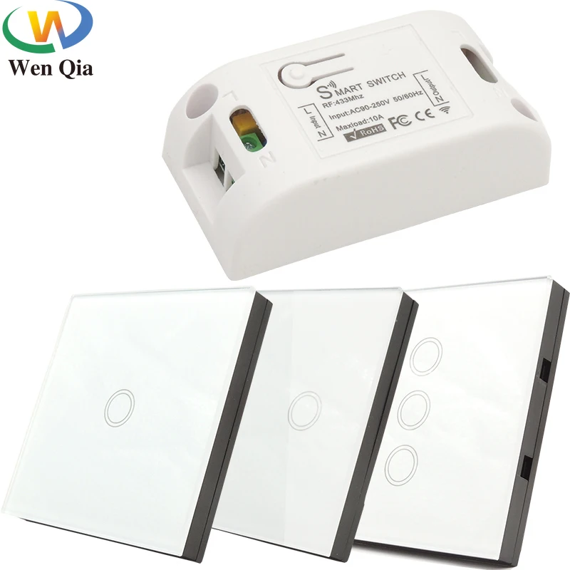 Smart touch switch Wireless glass panel RF Remote Control Wall Button 433MHz AC 110V220V Receiver For Home lighting Ceiling lamp
Smart touch switch Wireless glass panel RF Remote Control Wall Button 433MHz AC 110V220V Receiver For Home lighting Ceiling lamp