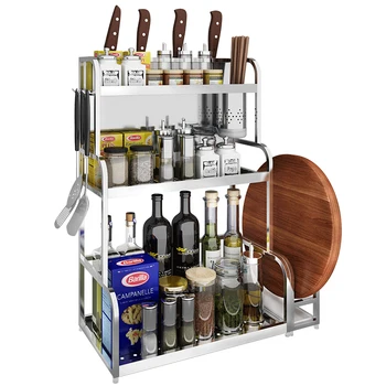 304 stainless steel kitchen rack knife holder 3 layer multi-function household seasoning storage rack spice rack
304 stainless steel kitchen rack knife holder 3 layer multi-function household seasoning storage rack spice rack