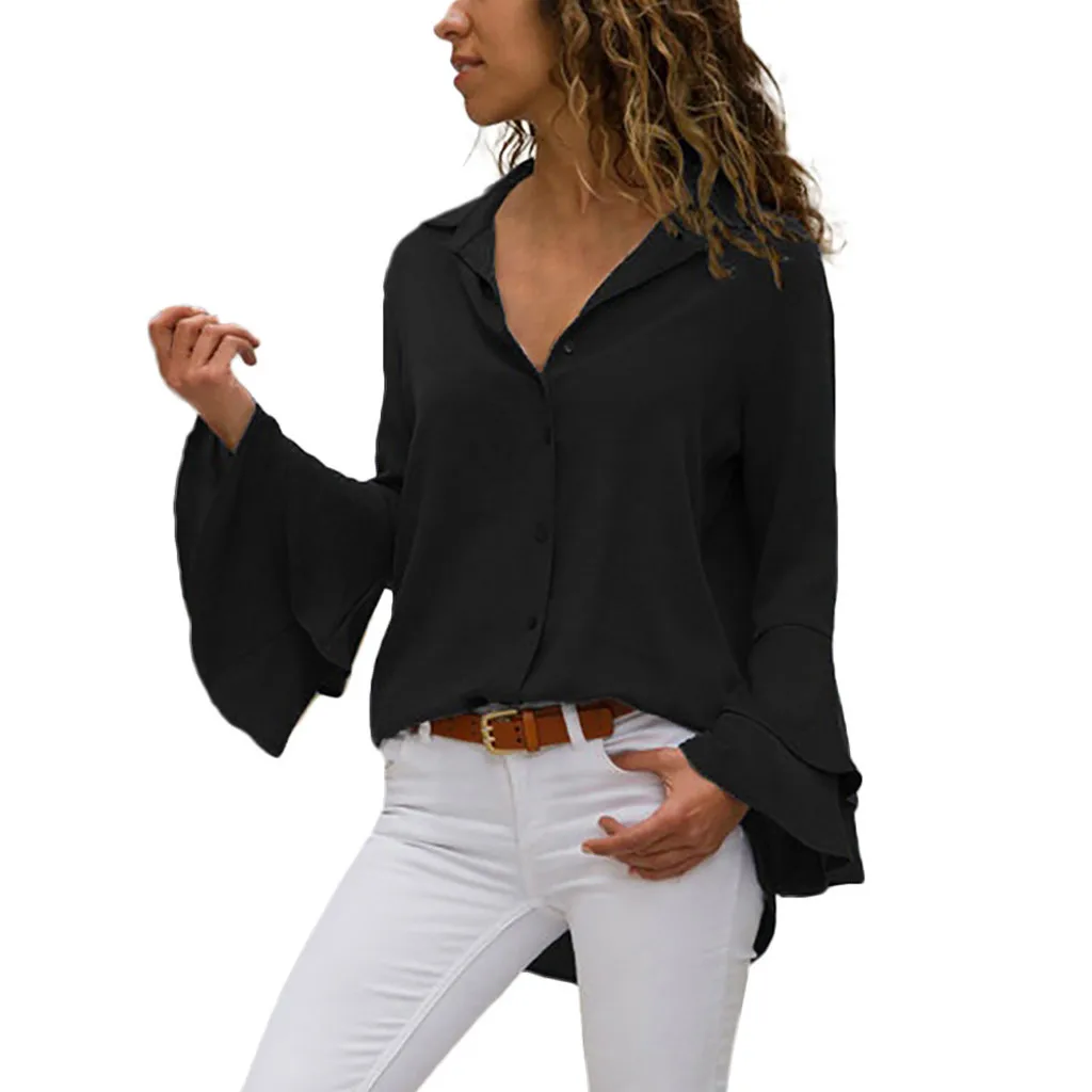 Fashion Woman blouses stripe Loose Casual Striped V-neck Solid Button Flare Sleeve Turn-down collar Blouse Long Sleeve Tops
Fashion Woman blouses stripe Loose Casual Striped V-neck Solid Button Flare Sleeve Turn-down collar Blouse Long Sleeve Tops