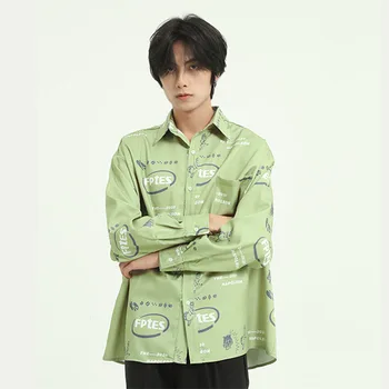 Male Japan Korea Streetstyle Loose Shirt Men Letter Print Streetwear Hip Hop Long Sleeve Casual Shirt 
Male Japan Korea Streetstyle Loose Shirt Men Letter Print Streetwear Hip Hop Long Sleeve Casual Shirt