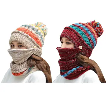 Winter Tide Warm Wool Female Knitted Hat Mask Scarf Set Sweet Cute Lady Cycling Cold Velvet Earmuffs Knit Riding Cap 30E
Winter Tide Warm Wool Female Knitted Hat Mask Scarf Set Sweet Cute Lady Cycling Cold Velvet Earmuffs Knit Riding Cap 30E