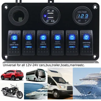 Universal 1pc 6 Gang Blue LED Rocker Switch Panel 2USB 5V 2A Socket Voltmeter Power Socket Marine Boat Truck Auto
Universal 1pc 6 Gang Blue LED Rocker Switch Panel 2USB 5V 2A Socket Voltmeter Power Socket Marine Boat Truck Auto