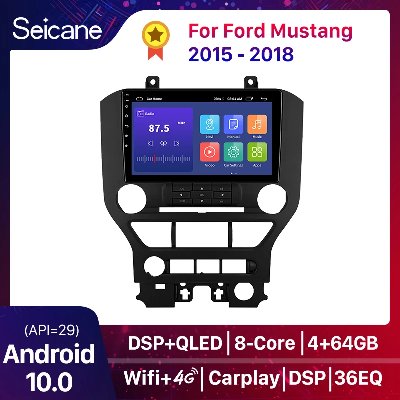 Автомобильная Мультимедийная система 2DIN Android 10 0 4 Гб + 64 ГБ для Ford Mustang 2015 2016 2017 2018 |