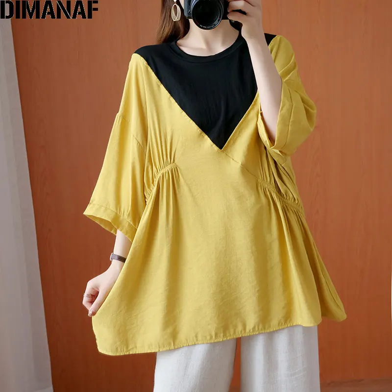 DIMANAF Summer Plus Size T-Shirts Clothing Fashion Lady Tops Tees Tunic Loose Pleated Batwing Sleeve Shirts Large t shirt women
DIMANAF Summer Plus Size T-Shirts Clothing Fashion Lady Tops Tees Tunic Loose Pleated Batwing Sleeve Shirts Large t shirt women