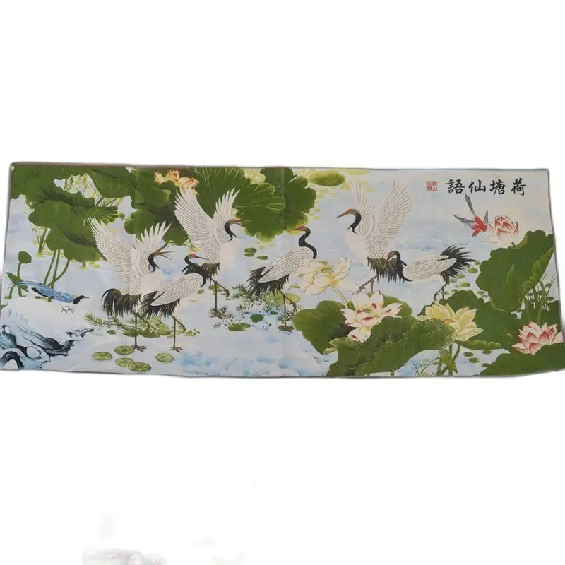 China Hand Embroidery Golden Silk Embroidery White Crane And Lotus Flower Chart Brocade Drawing
China Hand Embroidery Golden Silk Embroidery White Crane And Lotus Flower Chart Brocade Drawing