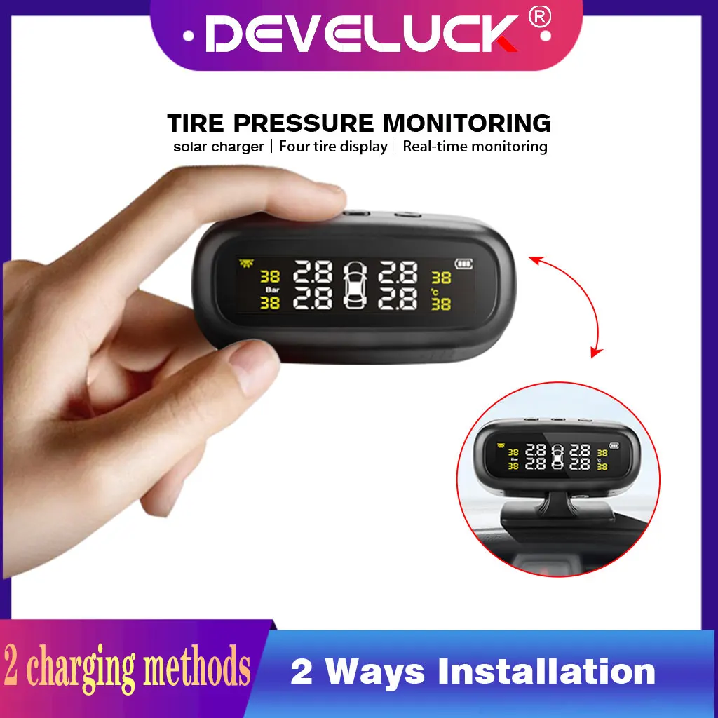 TPMS Car Tire Pressure Monitor System Alarm USB Solar Recharge LED Display Intelligent Temperature Warning with 4 sensors 3 bar 
TPMS Car Tire Pressure Monitor System Alarm USB Solar Recharge LED Display Intelligent Temperature Warning with 4 sensors 3 bar