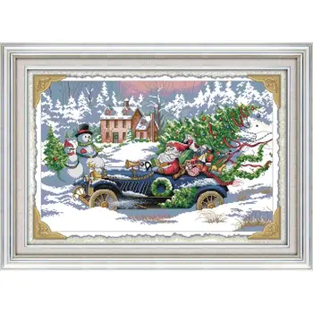 Joy Sunday Roadster Santa Cross Stitch Kit 14CT DMC DIY Cross Stitch Printed Canvas Needlework Sets Christmas Home Decoration
Joy Sunday Roadster Santa Cross Stitch Kit 14CT DMC DIY Cross Stitch Printed Canvas Needlework Sets Christmas Home Decoration