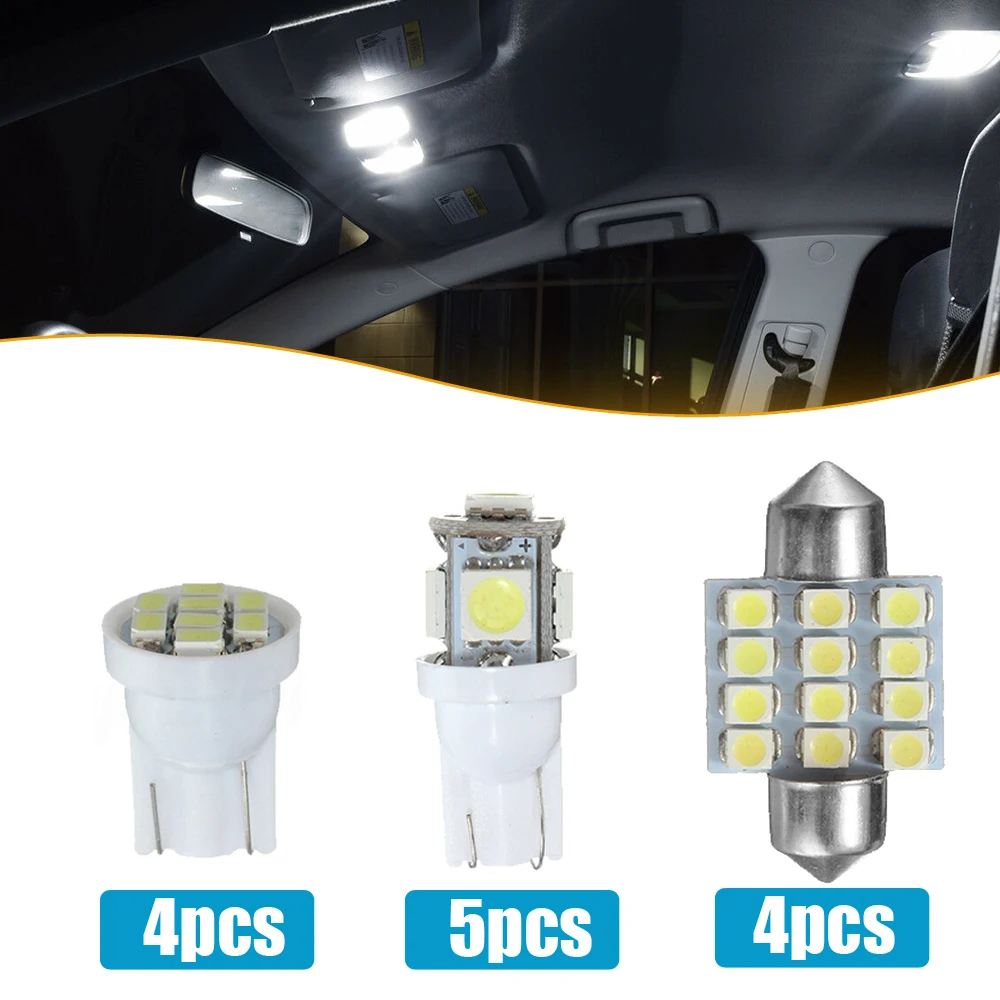 

13Pcs 12V T10 White LED Light Interior Package Festoon Map Dome License Plate Interior Car Auto Vehicle Accessories Universal