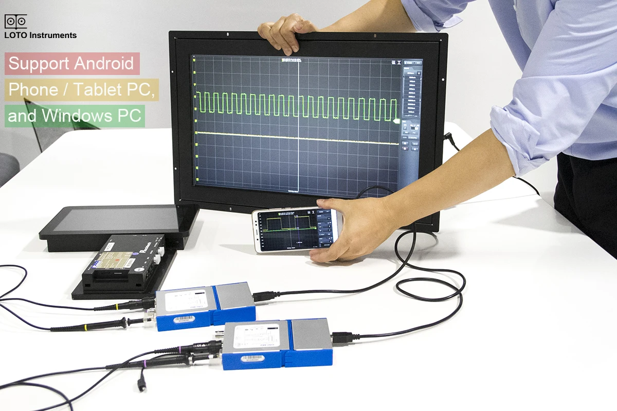 

2 CH USB PC Virtual Digital Oscilloscope 20M Bandwidth 50 MSa/s Support Android Phone Signal Generator Logic Analyzer