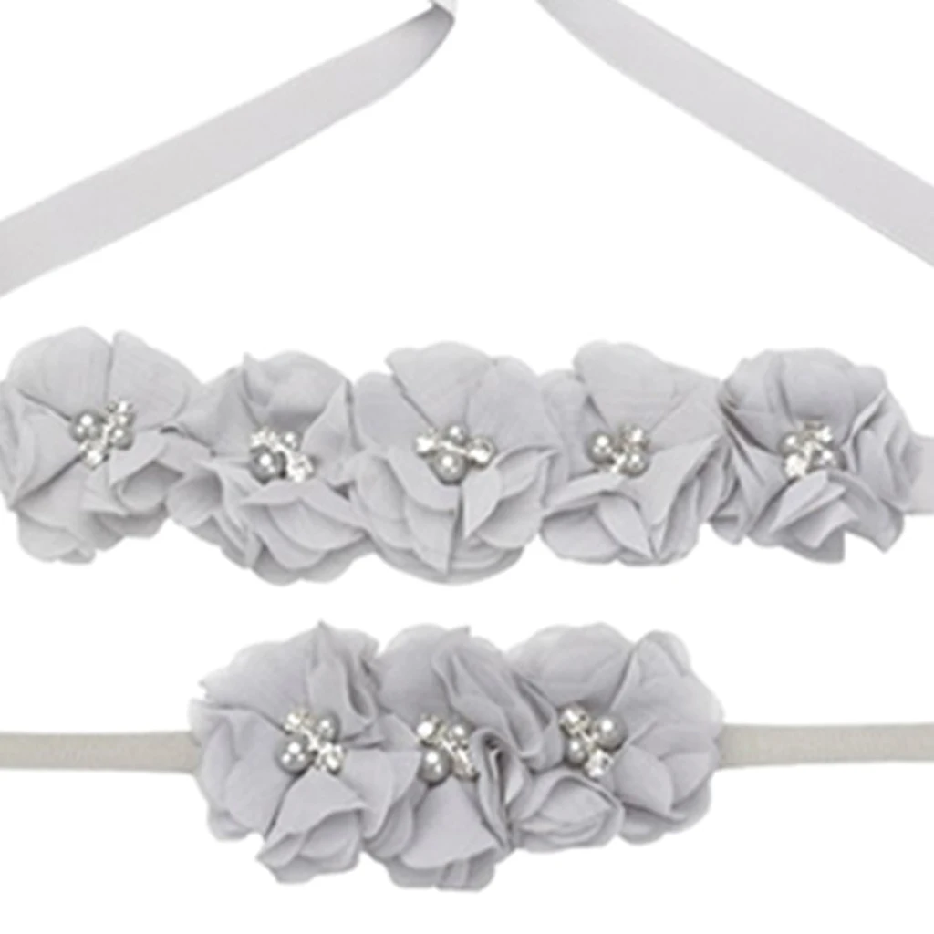 2pcs Maternity Belly Sash Band Belt & Baby Hair Band Headband Flower with Crystal Rhinestones Pearls Head Wrap and Sash Belt Set 2pcs Maternity Belly Sash Band Belt & Baby Hair Band Headband Flower with Crystal Rhinestones Pearls Head Wrap and Sash Belt Set