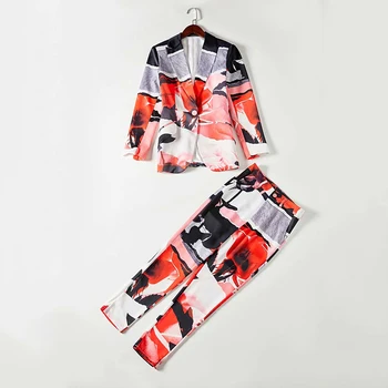 Autumn Spring Elegant Women Slim Fashion Print Pants Suits Blazer Skinny Trousers High Street Casual Two Pieces Sets 
Autumn Spring Elegant Women Slim Fashion Print Pants Suits Blazer Skinny Trousers High Street Casual Two Pieces Sets