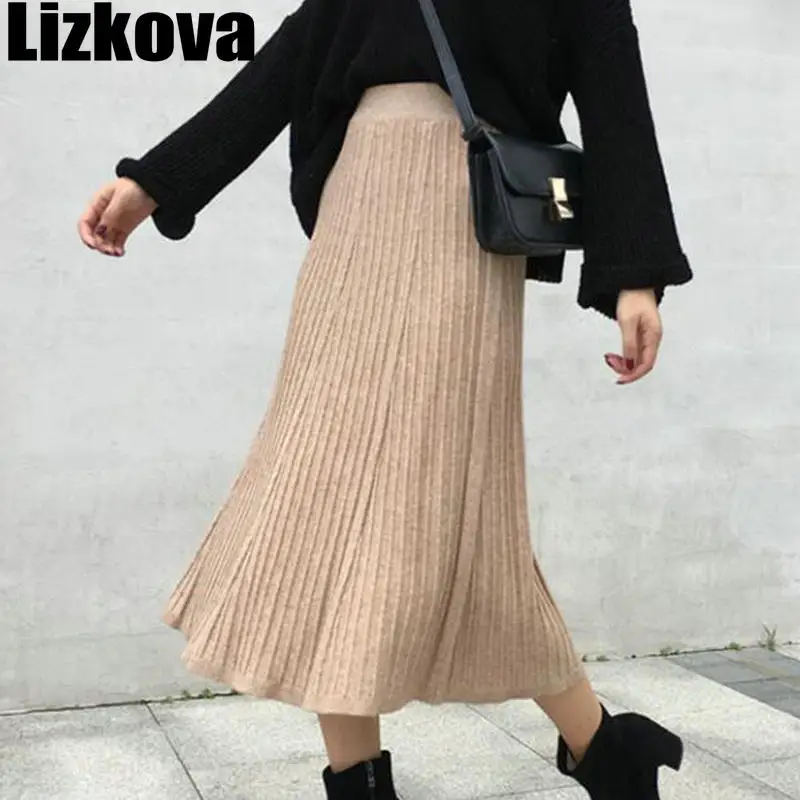 Autumn Women High Waist Knitted Skirt Solid Color Girls Long Skirt A-Line Pleated Midi Skirt Korean Design Fashion
Autumn Women High Waist Knitted Skirt Solid Color Girls Long Skirt A-Line Pleated Midi Skirt Korean Design Fashion