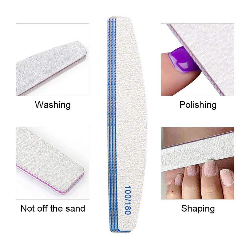 1 шт. полулунообразная пилка для ногтей буферная моющаяся шлифовальная полировка