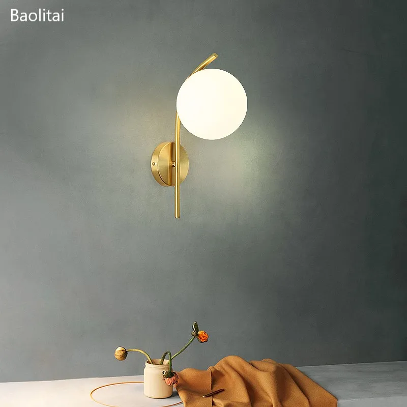 Nordic Pure Copper Wall Lamp E27 220V Modern TV Backdrop Bedside Bedroom Living Children's Room Glass Ball Home Decoration Light
Nordic Pure Copper Wall Lamp E27 220V Modern TV Backdrop Bedside Bedroom Living Children's Room Glass Ball Home Decoration Light