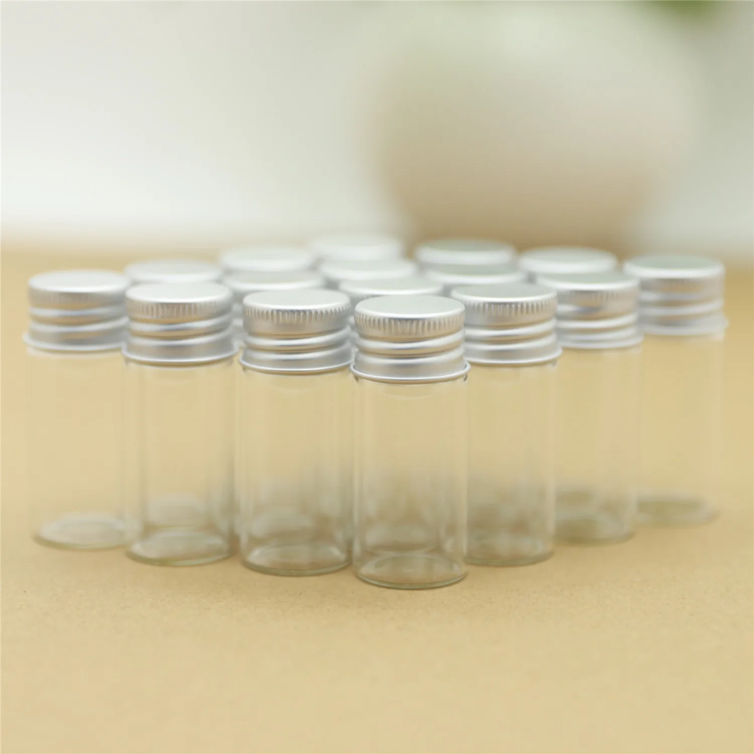

24 Pieces 22*50mm 10ml Small Glass Bottle Test tube Silver Screw Cap storage bottles jar Glass Jars Mini Containers Vial Bottles