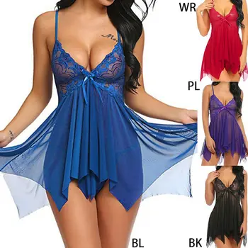 Womens Plus Size Erotic V-Neck Babydoll Lingerie Dress Floral Lace Patchwork Fro
Womens Plus Size Erotic V-Neck Babydoll Lingerie Dress Floral Lace Patchwork Fro