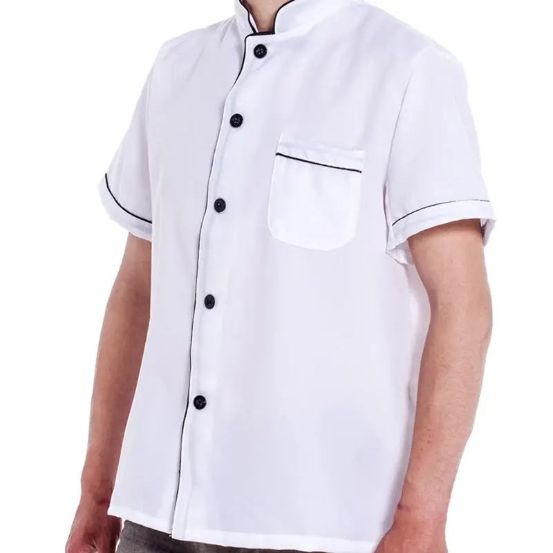Unisex Short Sleeve Single Breasted Button Down Stripes Chef Jacket Working Coat Q6PB
Unisex Short Sleeve Single Breasted Button Down Stripes Chef Jacket Working Coat Q6PB