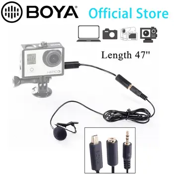 BOYA BY-LM20 Lavalier Clip-on Omnidirectional Condenser Microphone for GoPro HERO3 HERO3+ & HERO4 Black White & Silver Editions