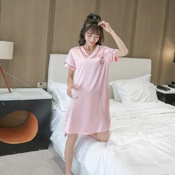 Sexy Silk Satin Nightgowns for Women Plus Size Large Size Nightdress Girls Loose Sleepwear Night Dress 2020 Summer Home Clothing
Sexy Silk Satin Nightgowns for Women Plus Size Large Size Nightdress Girls Loose Sleepwear Night Dress 2020 Summer Home Clothing