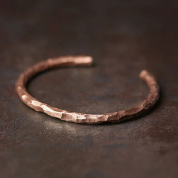 

Solid Copper Hand Hammered Metal Bracelet Rustic Forged Do old Punk Cuff Bangle Viking Handmade jewelry Unisex Gift for her him