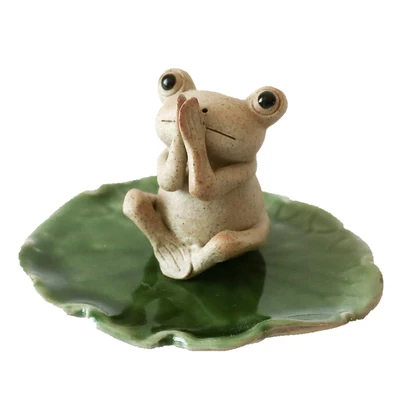 

Handmade Coarse Tea Pet Ceramic Cute Small Frog Tea Play Kung Fu Tea Tray Ceremony Accessories Creative Teaware Brithday Gift