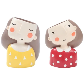 2 Pcs Lovely Girl Cartoon Design Resin Plant Flower Pot Succulent Container Planter Bonsai Pot Flowerpot Desktop Craft Home Deco 
2 Pcs Lovely Girl Cartoon Design Resin Plant Flower Pot Succulent Container Planter Bonsai Pot Flowerpot Desktop Craft Home Deco
