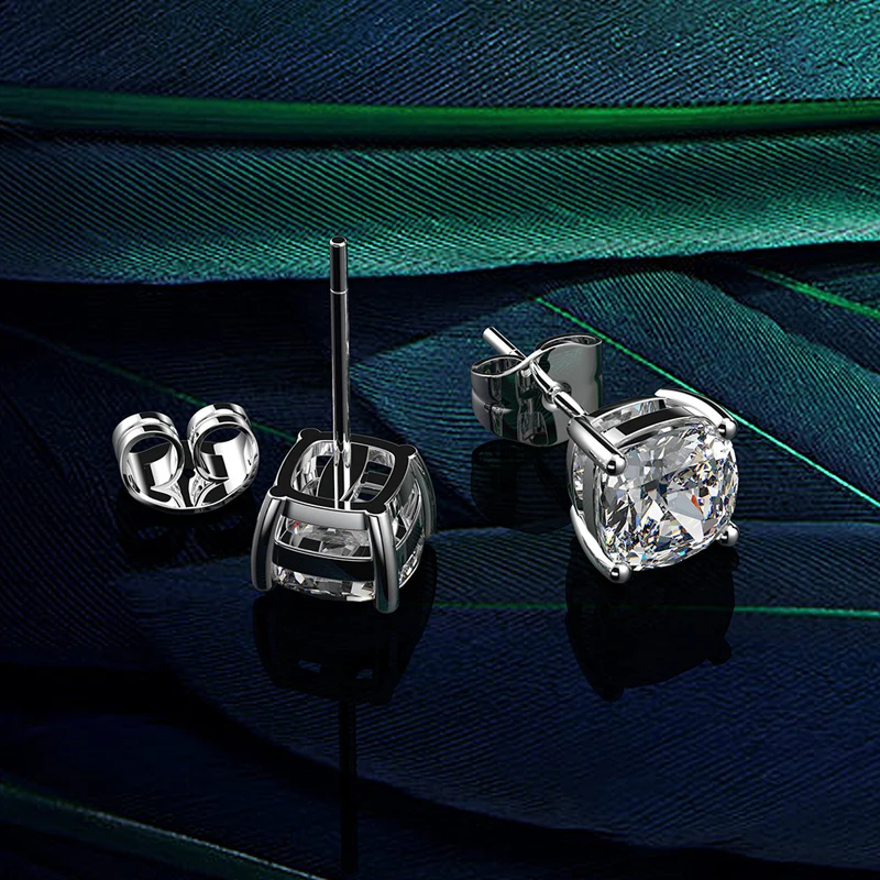 925 sterling silver Exquisite 6*6MM Sparkling AAAAA+ Zircon stud earrings for women Top quality Ladies Wedding party jewelry