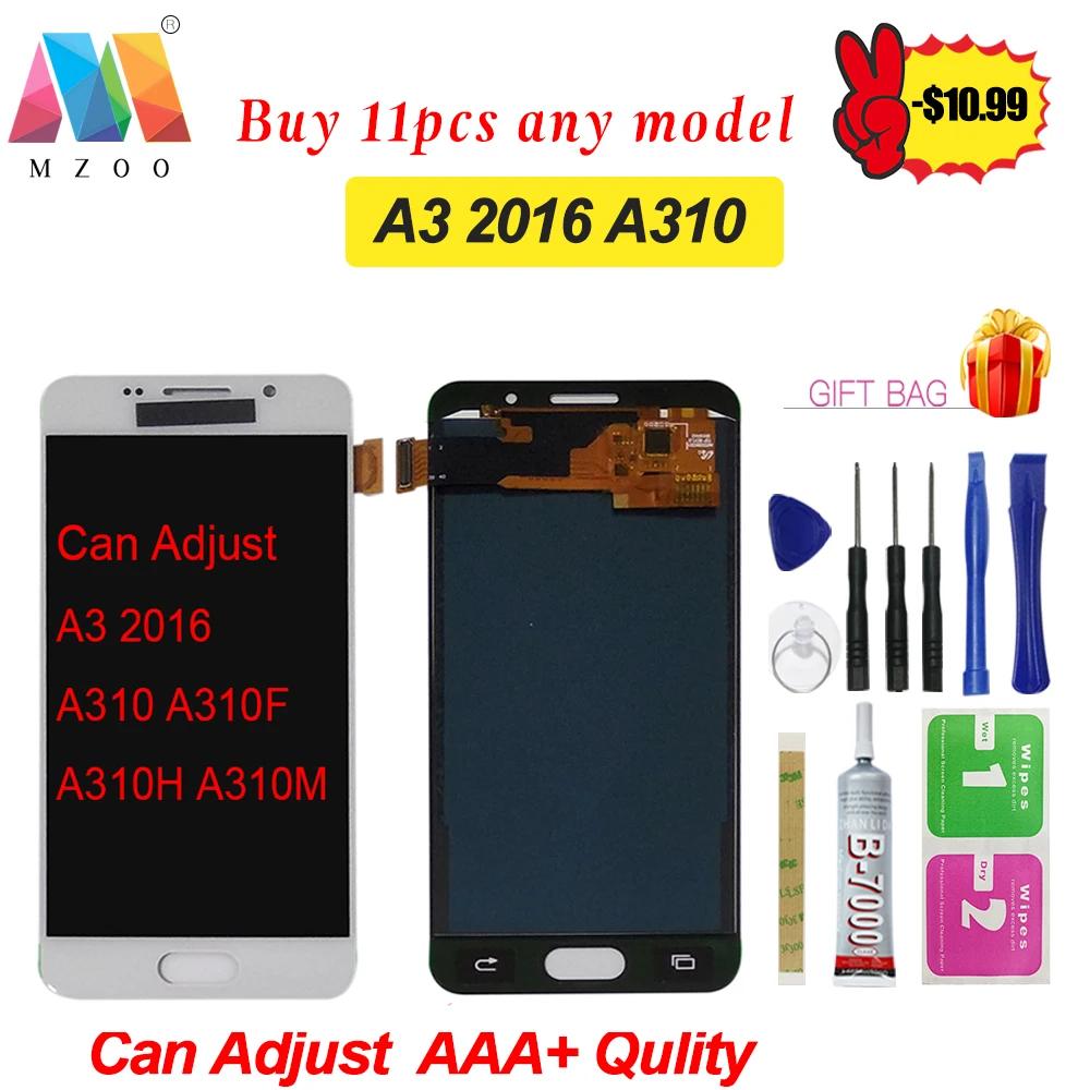 100% тест высокого качества может регулировать для Samsung Galaxy A3 2016 A310 A310F A3100 ЖК