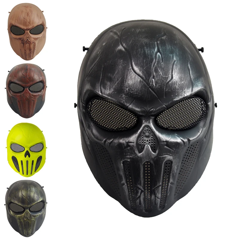 Tactical Paintball Airsoft Skull Full Face Protection Mask Outdoor Field CS Shooting Cycling Punisher Skull Metal Mesh Masks
Tactical Paintball Airsoft Skull Full Face Protection Mask Outdoor Field CS Shooting Cycling Punisher Skull Metal Mesh Masks